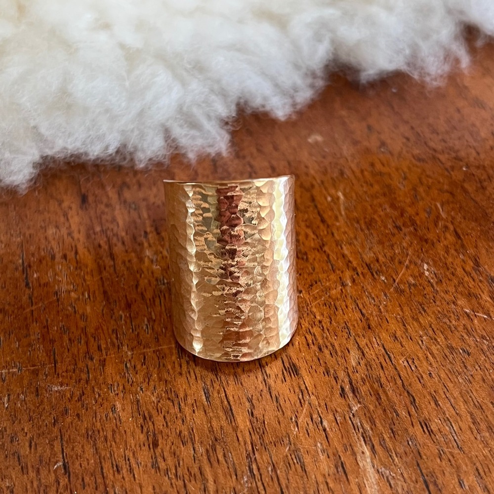 James Michelle Gold Hammered Mini Cuff Statement Ring Size 8